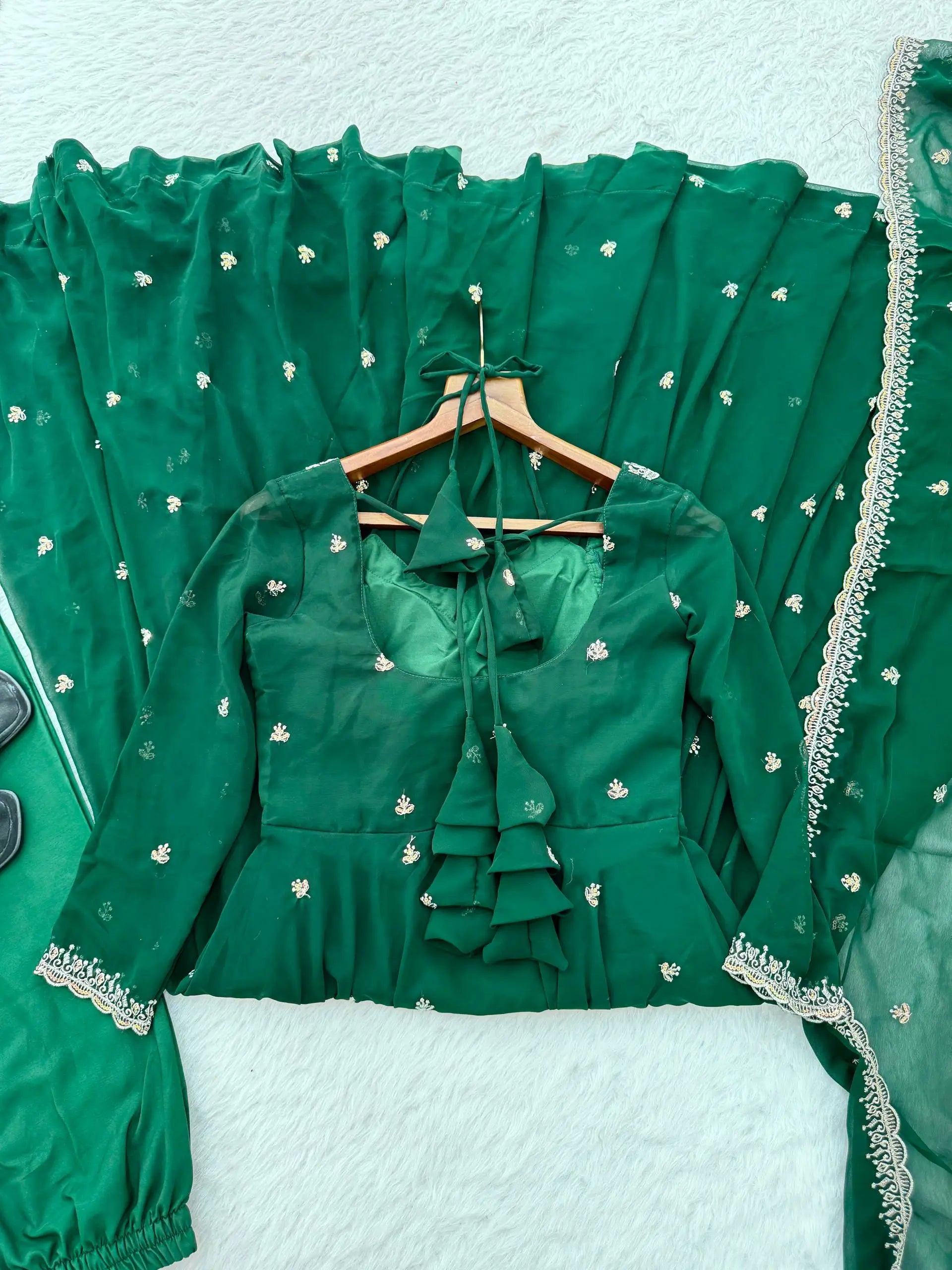 Fox Georgette Embroidered Umbrella Gown Set