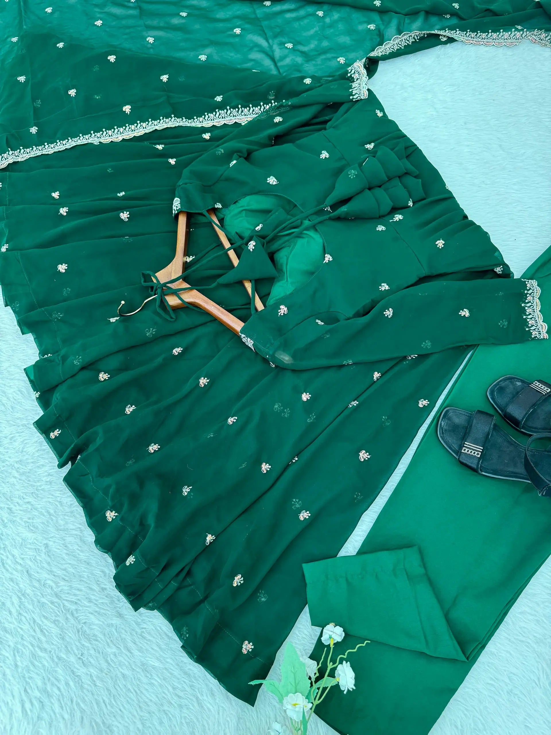 Fox Georgette Embroidered Umbrella Gown Set