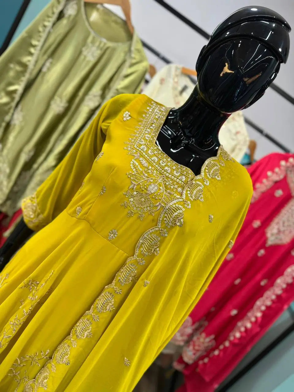 Fox Georgette Flared Embroidered Anarkali Set for Festive and Wedding Wear