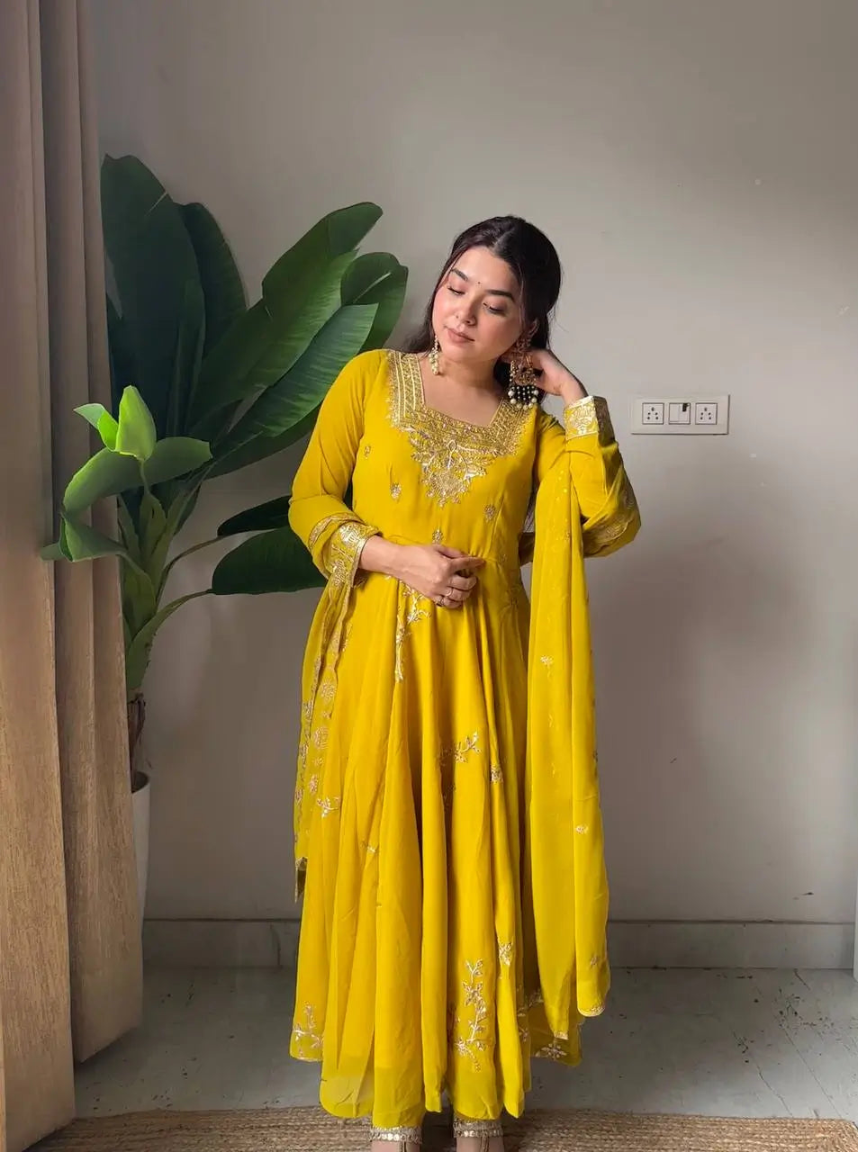 Fox Georgette Flared Embroidered Anarkali Set for Festive and Wedding Wear