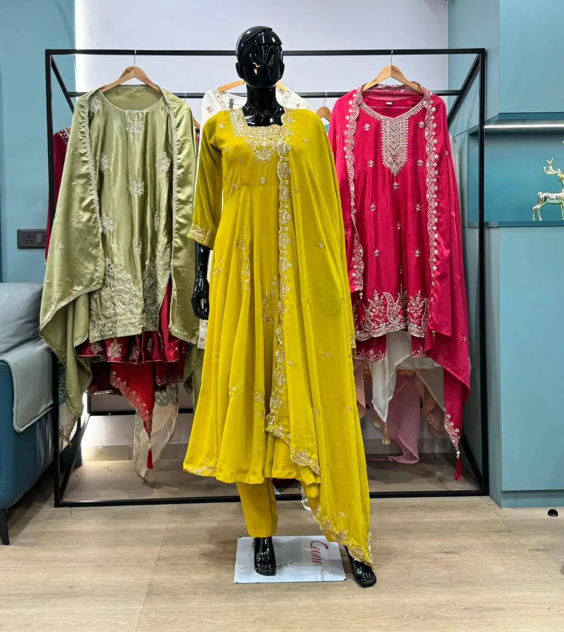 Fox Georgette Flared Embroidered Anarkali Set for Festive and Wedding Wear
