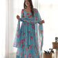 Fox Georgette Floral Print Anarkali Set with Dupatta & Pant – Layered Flair Design