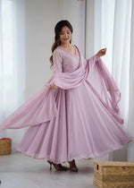 Fox Georgette Handwork Gown Set with Dupatta