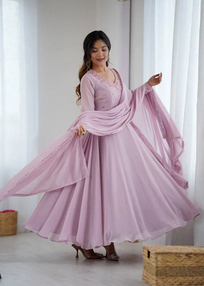 Fox Georgette Handwork Gown Set with Dupatta