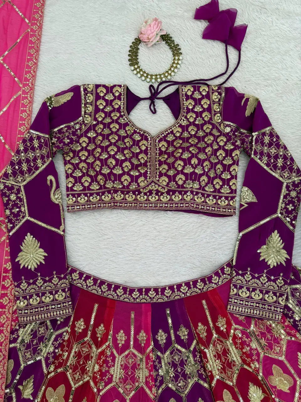 Fox Georgette Heavy Embroidered Lehenga Set with Dupatta