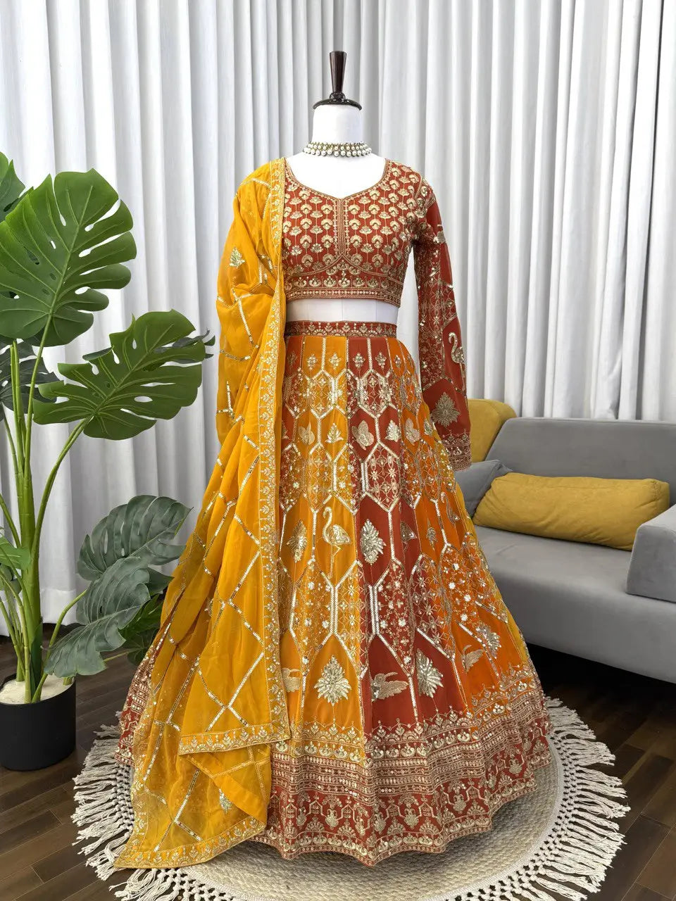 Fox Georgette Heavy Embroidered Lehenga Set with Dupatta