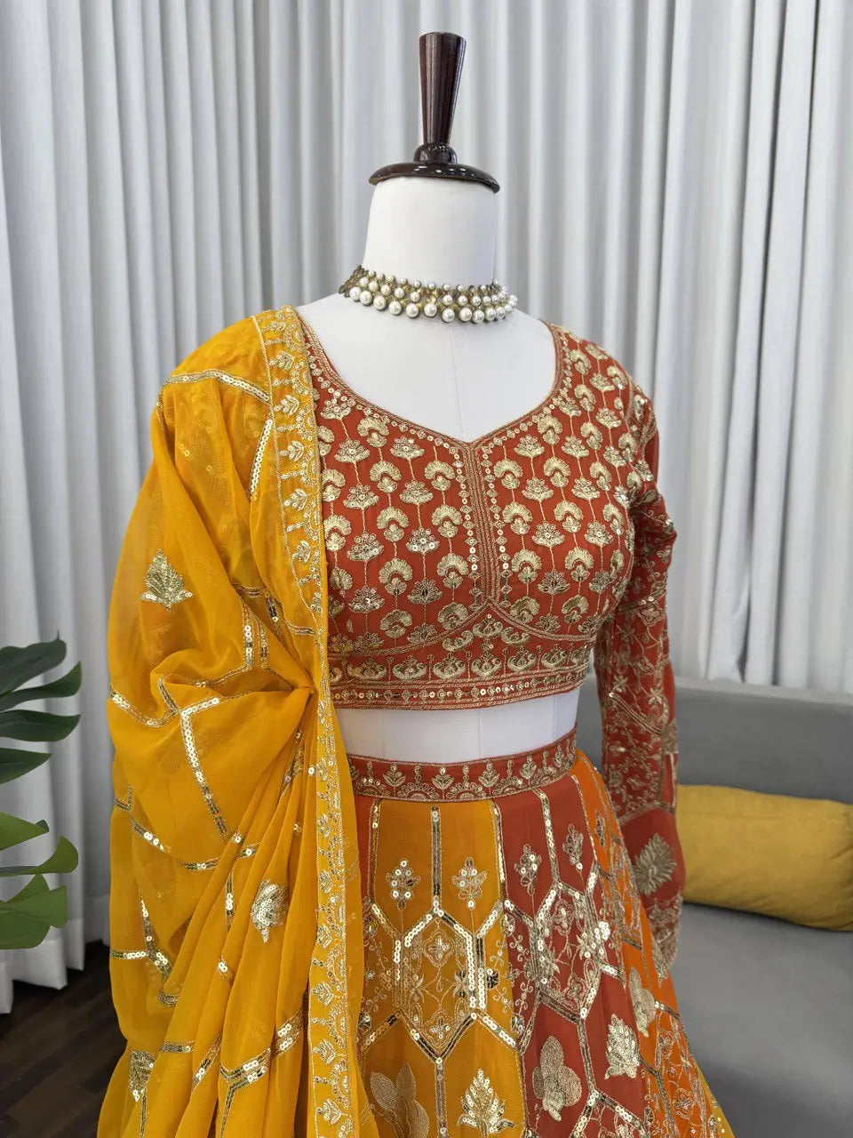 Fox Georgette Heavy Embroidered Lehenga Set with Dupatta