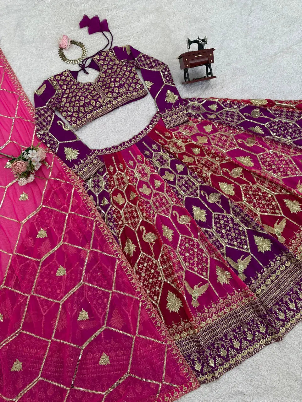 Fox Georgette Heavy Embroidered Lehenga Set with Dupatta