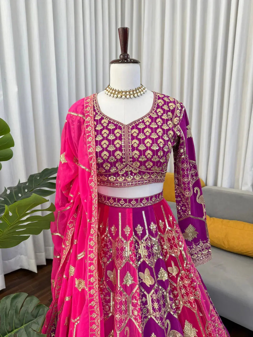 Fox Georgette Heavy Embroidered Lehenga Set with Dupatta
