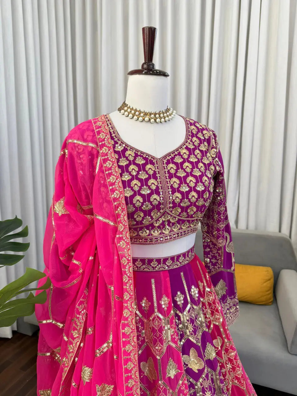 Fox Georgette Heavy Embroidered Lehenga Set with Dupatta