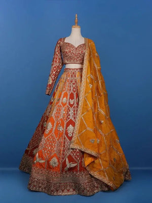 Fox Georgette Heavy Embroidered Lehenga Set with Dupatta