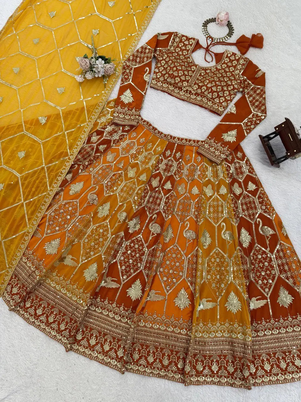 Fox Georgette Heavy Embroidered Lehenga Set with Dupatta