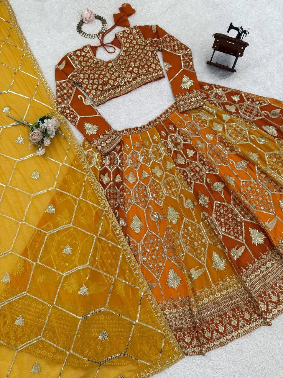 Fox Georgette Heavy Embroidered Lehenga Set with Dupatta