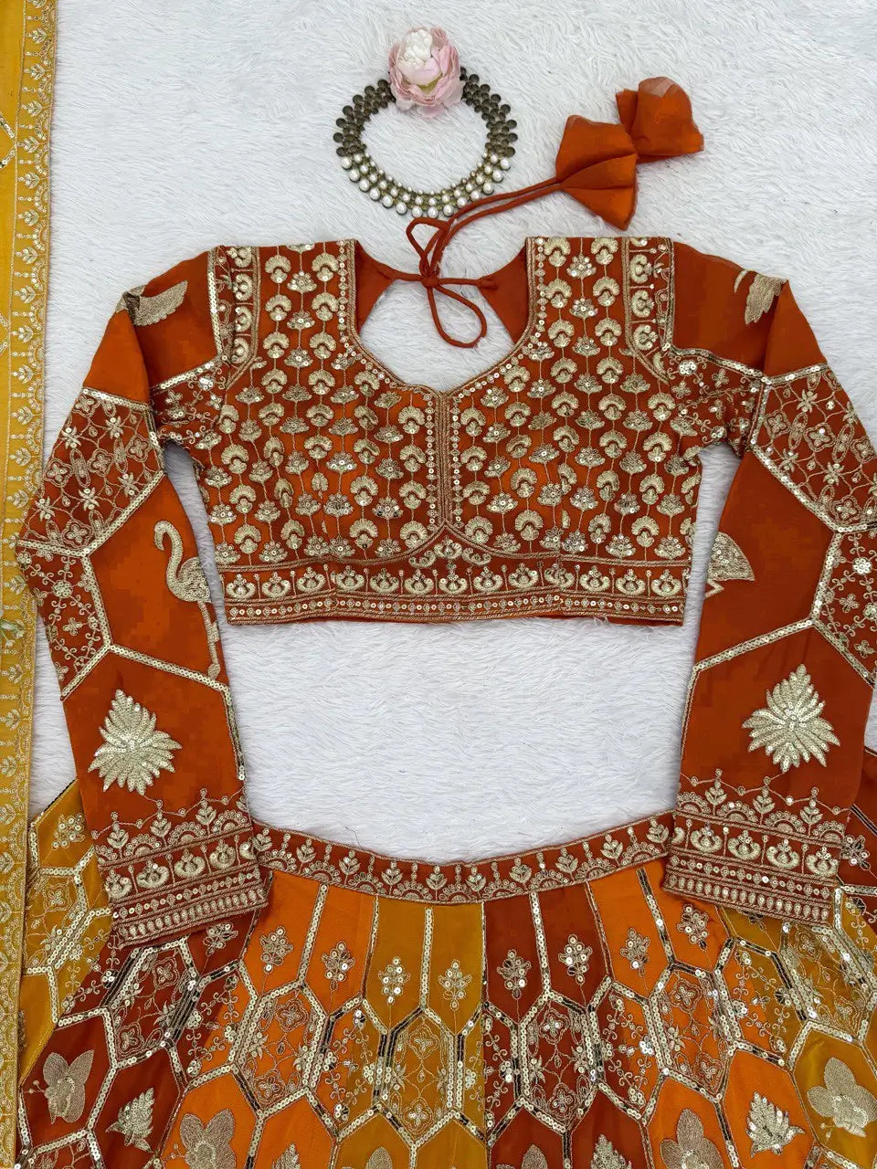 Fox Georgette Heavy Embroidered Lehenga Set with Dupatta