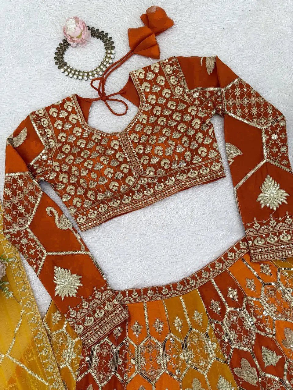 Fox Georgette Heavy Embroidered Lehenga Set with Dupatta