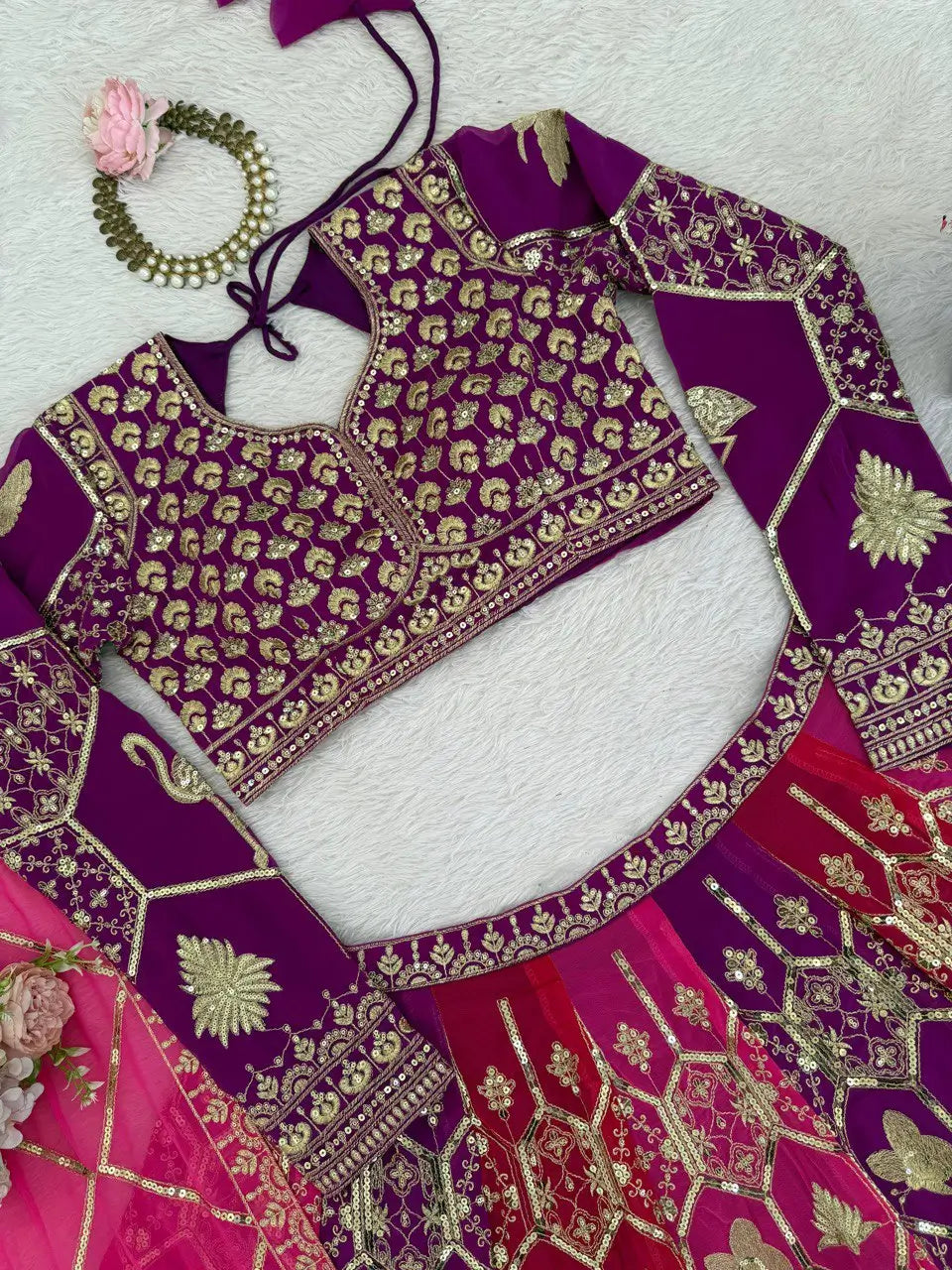 Fox Georgette Heavy Embroidered Lehenga Set with Dupatta