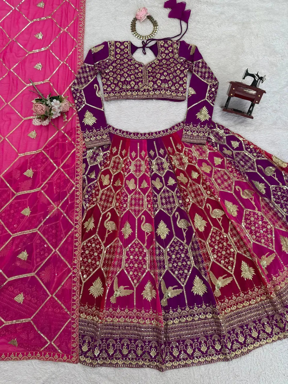Fox Georgette Heavy Embroidered Lehenga Set with Dupatta