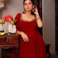 Fox Georgette Mirror Work Kurta Set with Palazzo & Dupatta – Hand Embroidery Detailing
