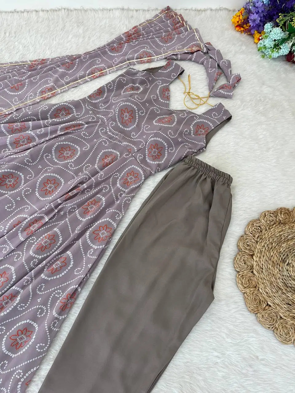 Fox Georgette Silk Digital Print Gown Set with Dupatta