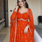 Fox Georgette Umbrella Gown Set with Embroidered Dupatta for Festive and Party Wear