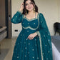 Fox Georgette Umbrella Gown Set with Embroidered Dupatta for Festive and Party Wear