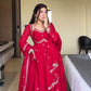 Fox Georgette Umbrella Gown Set with Embroidered Dupatta for Festive and Party Wear