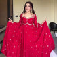 Fox Georgette Umbrella Gown Set with Embroidered Dupatta for Festive and Party Wear
