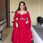 Fox Georgette Umbrella Gown Set with Embroidered Dupatta for Festive and Party Wear