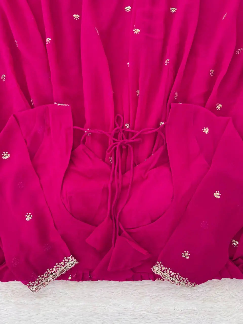Fox Georgette Umbrella Gown Set with Embroidered Dupatta for Festive and Party Wear