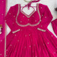 Fox Georgette Umbrella Gown Set with Embroidered Dupatta for Festive and Party Wear
