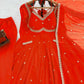 Fox Georgette Umbrella Gown Set with Embroidered Dupatta for Festive and Party Wear