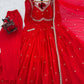 Fox Georgette Umbrella Gown Set with Embroidered Dupatta for Festive and Party Wear