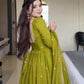 Fox Georgette Umbrella Gown Set with Embroidered Dupatta for Festive and Party Wear