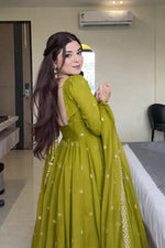 Fox Georgette Umbrella Gown Set with Embroidered Dupatta for Festive and Party Wear
