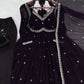 Fox Georgette Umbrella Gown Set with Embroidered Dupatta for Festive and Party Wear