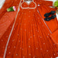 Fox Georgette Umbrella Gown Set with Embroidered Dupatta for Festive and Party Wear