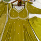 Fox Georgette Umbrella Gown Set with Embroidered Dupatta for Festive and Party Wear