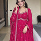 Fox Georgette Umbrella Gown Set with Embroidered Dupatta for Festive and Party Wear
