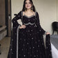 Fox Georgette Umbrella Gown Set with Embroidered Dupatta for Festive and Party Wear