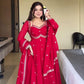 Fox Georgette Umbrella Gown Set with Embroidered Dupatta for Festive and Party Wear