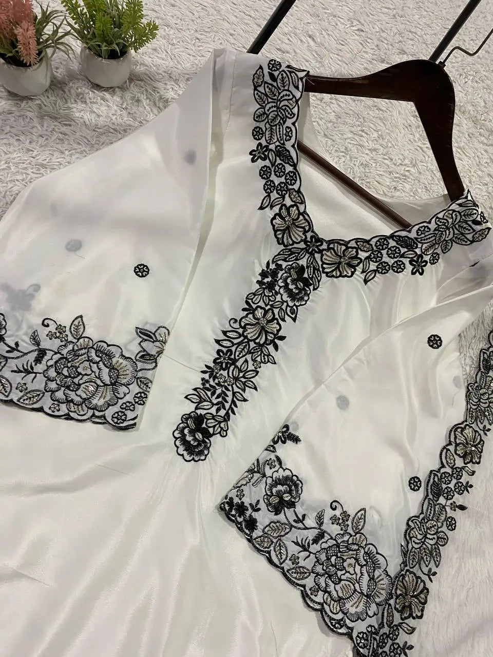 French Crepe Embroidered Palazzo Kurta Set