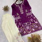 French Crepe Floral Embroidered Sharara Set