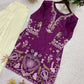French Crepe Floral Embroidered Sharara Set