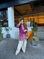 French Crepe Floral Embroidered Sharara Set