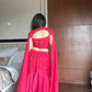French Crepe Layered Lehenga Set with Cape Style Dupatta for Wedding and Party Wear