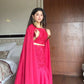 French Crepe Layered Lehenga Set with Cape Style Dupatta for Wedding and Party Wear