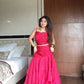 French Crepe Layered Lehenga Set with Cape Style Dupatta for Wedding and Party Wear