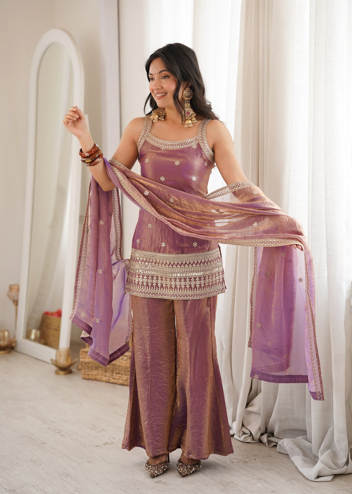 Frendy Silk Dori Zari Sharara Bell Bottom Set