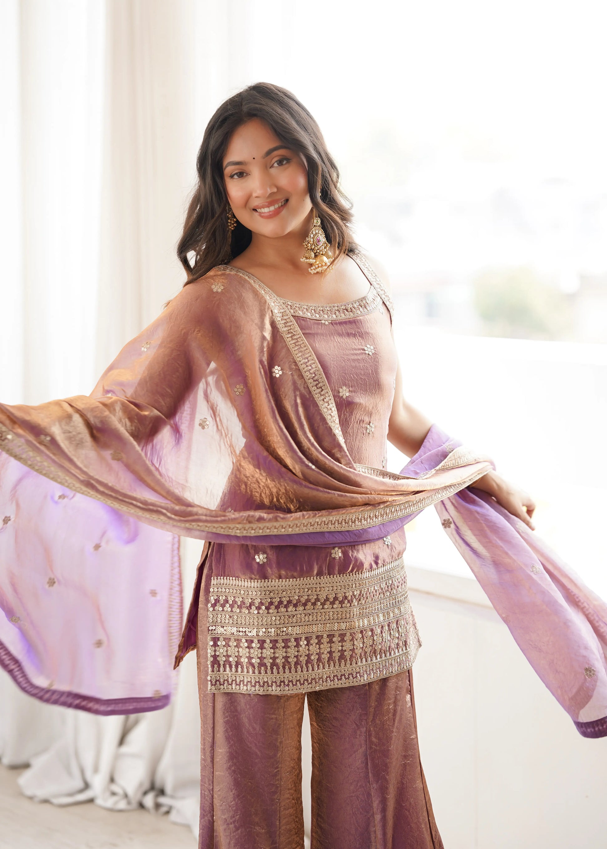 Frendy Silk Dori Zari Sharara Bell Bottom Set