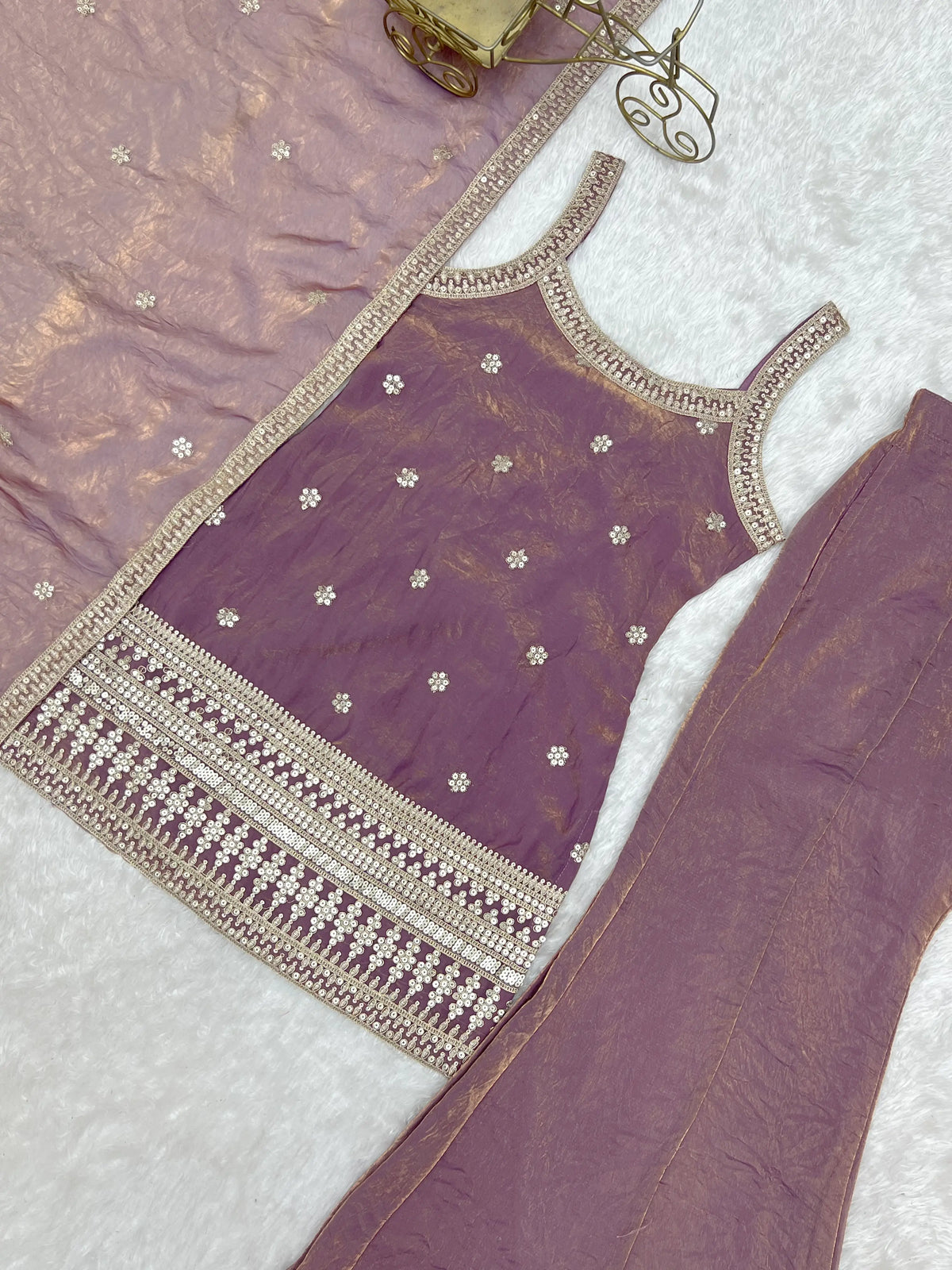 Frendy Silk Dori Zari Sharara Bell Bottom Set